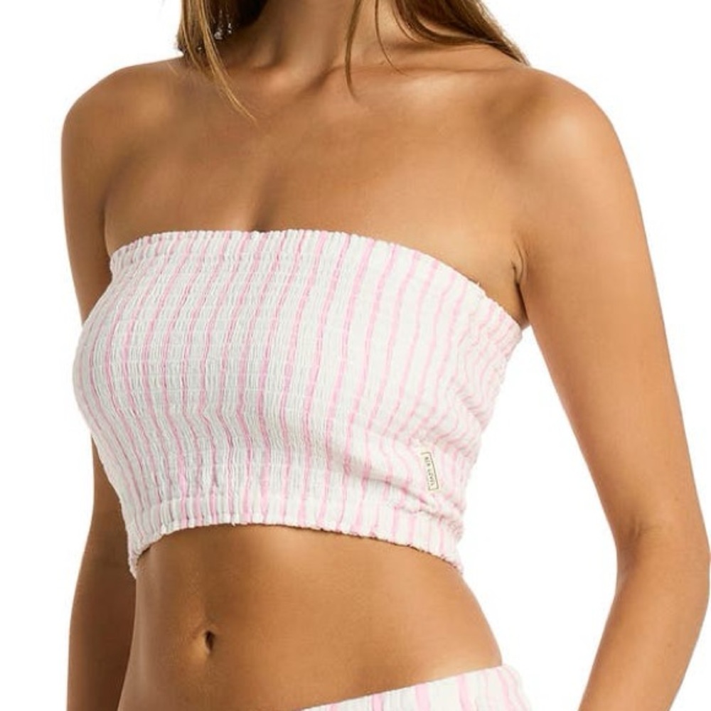 Sea Level, pink and white striped tube top